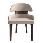 Silla de comedor con respaldo curvo de cuero vegano – Blanco / Negro / Topo / Gris, Asiento individual, Patas de madera de caucho