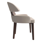 Silla de comedor con respaldo curvo de cuero vegano – Blanco / Negro / Topo / Gris, Asiento individual, Patas de madera de caucho