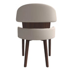 Silla de comedor con respaldo curvo de cuero vegano – Blanco / Negro / Topo / Gris, Asiento individual, Patas de madera de caucho