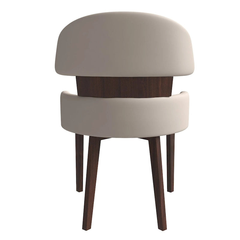 Silla de comedor con respaldo curvo de cuero vegano – Blanco / Negro / Topo / Gris, Asiento individual, Patas de madera de caucho