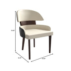 Silla de comedor con respaldo curvo de cuero vegano – Blanco / Negro / Topo / Gris, Asiento individual, Patas de madera de caucho