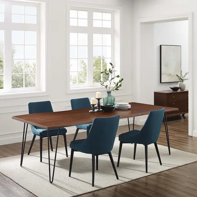 Mesa de comedor de madera de acacia con borde natural, crema/dorado y negro, para 10 personas
