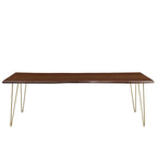 Mesa de comedor de madera de acacia con borde natural, crema/dorado y negro, para 10 personas