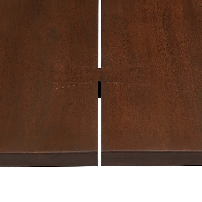 Mesa de comedor de madera de acacia con borde natural, crema/dorado y negro, para 10 personas