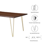 Mesa de comedor de madera de acacia con borde natural, crema/dorado y negro, para 10 personas