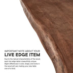 Mesa de comedor de madera de acacia con borde natural, crema/dorado y negro, para 10 personas