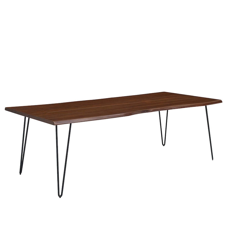 Mesa de comedor de madera de acacia con borde natural, crema/dorado y negro, para 10 personas