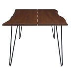 Mesa de comedor de madera de acacia con borde natural, crema/dorado y negro, para 10 personas