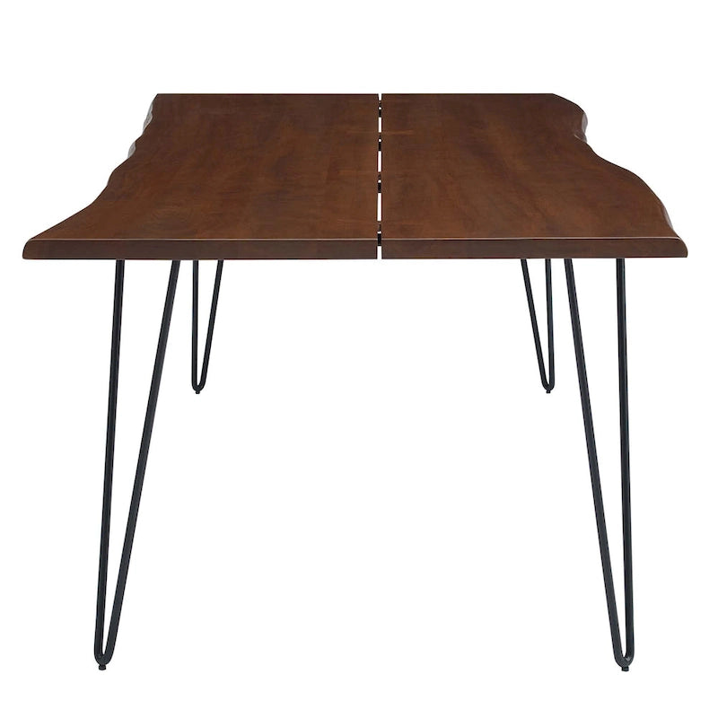 Mesa de comedor de madera de acacia con borde natural, crema/dorado y negro, para 10 personas