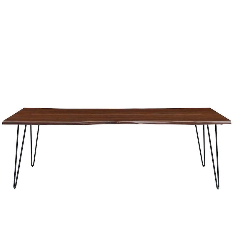 Mesa de comedor de madera de acacia con borde natural, crema/dorado y negro, para 10 personas