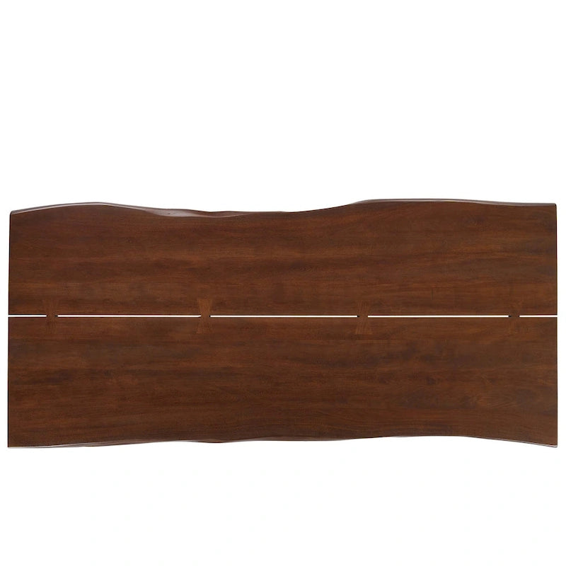 Mesa de comedor de madera de acacia con borde natural, crema/dorado y negro, para 10 personas