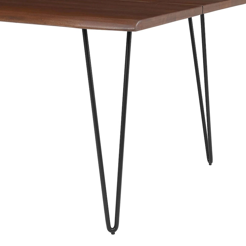Mesa de comedor de madera de acacia con borde natural, crema/dorado y negro, para 10 personas