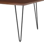 Mesa de comedor de madera de acacia con borde natural, crema/dorado y negro, para 10 personas