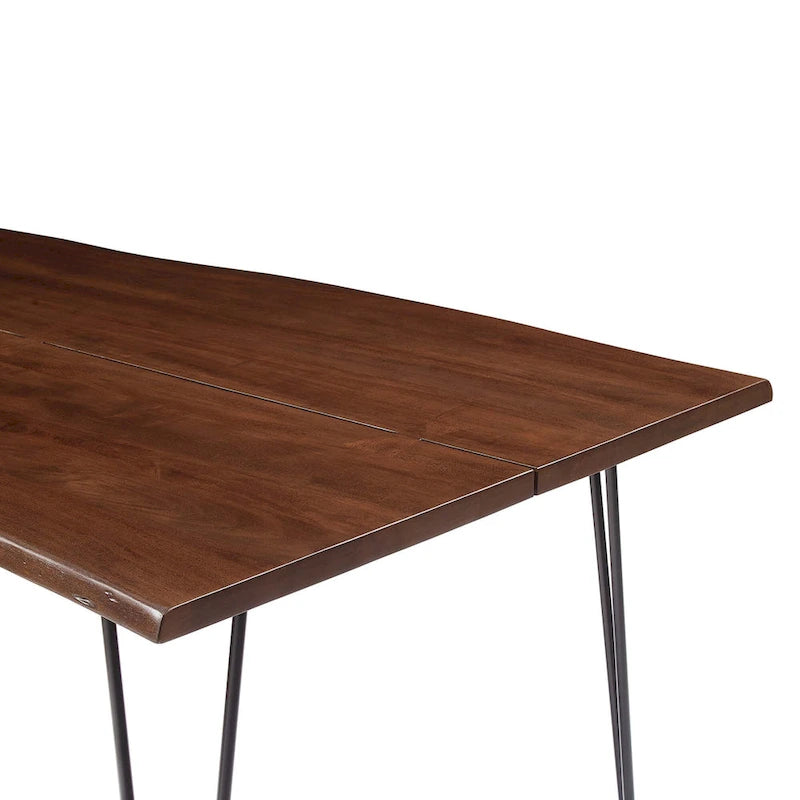 Mesa de comedor de madera de acacia con borde natural, crema/dorado y negro, para 10 personas