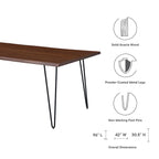 Mesa de comedor de madera de acacia con borde natural, crema/dorado y negro, para 10 personas