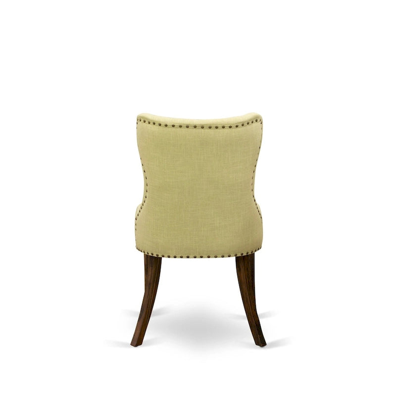 East West Furniture Juego de mesa de comedor - una mesa de comedor y sillas de tela de lino Limelight, Jacobean envejecido (opción de piezas)