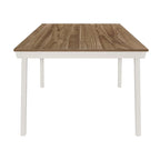 Mesa de comedor rectangular de acacia natural/blanco roto con patas acampanadas, para 6 personas