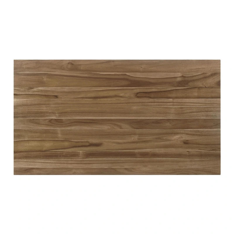 Mesa de comedor rectangular de acacia natural/blanco roto con patas acampanadas, para 6 personas