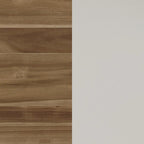 Mesa de comedor rectangular de acacia natural/blanco roto con patas acampanadas, para 6 personas