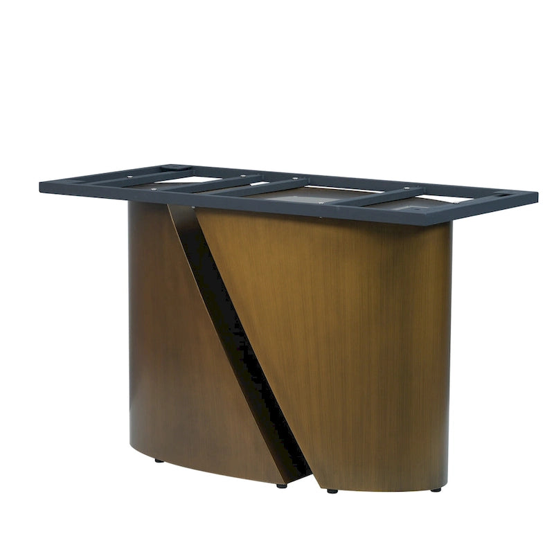 Mesa de Comedor de Piedra Sinterizada Pandora Blanca/Negra | Patas de Metal Dorado | Para 6–8 Personas