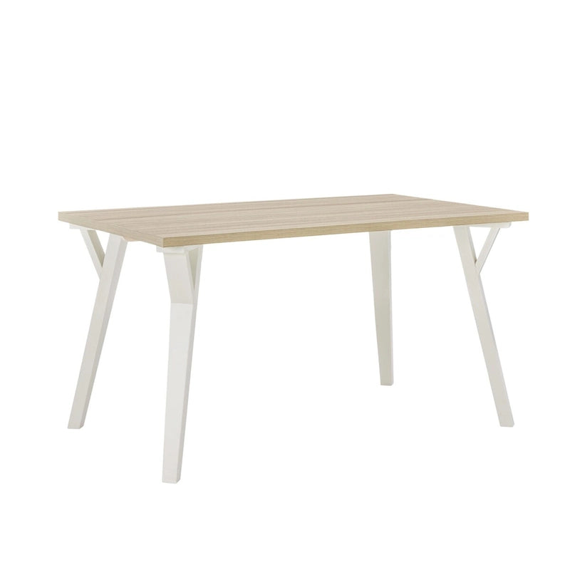 Juego de comedor de 7 piezas Roundhill Alwynn en blanco y madera natural, mesa de comedor con 6 sillas Windsor