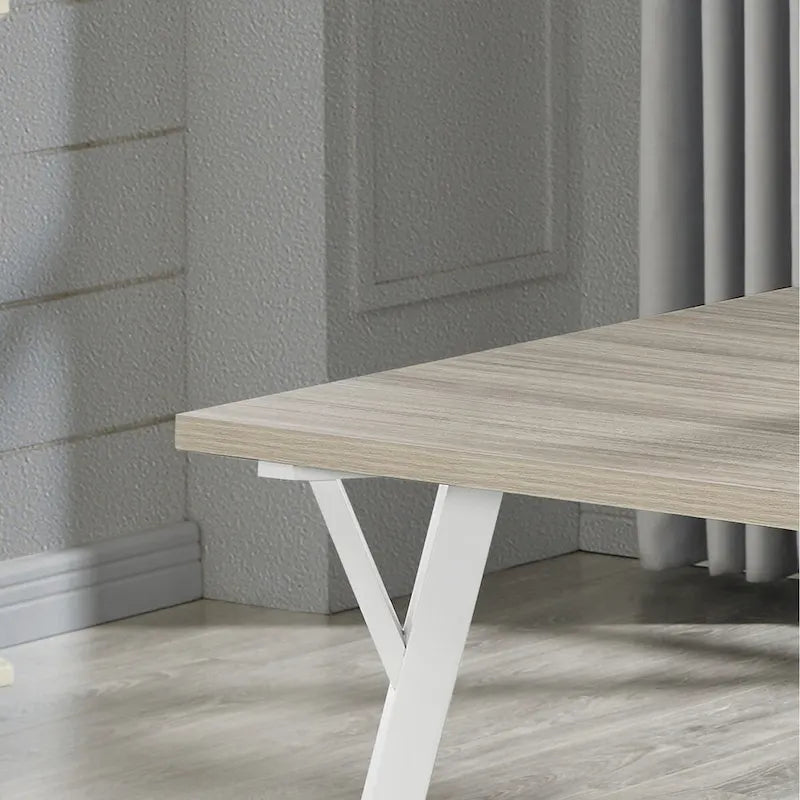 Juego de comedor de 7 piezas Roundhill Alwynn en blanco y madera natural, mesa de comedor con 6 sillas Windsor