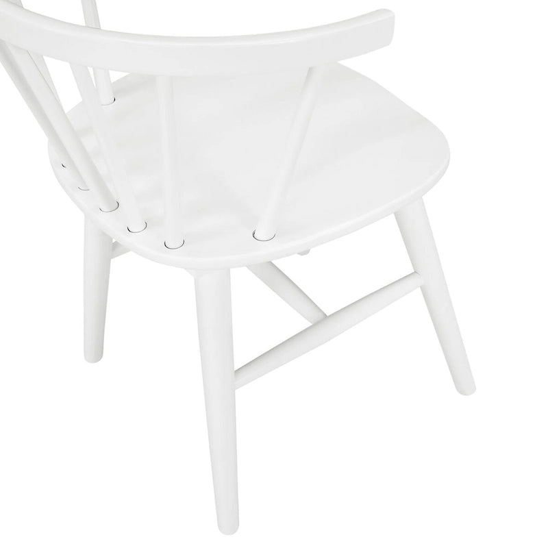 Juego de comedor de 7 piezas Roundhill Alwynn en blanco y madera natural, mesa de comedor con 6 sillas Windsor
