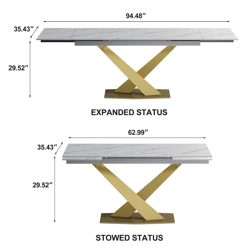 Juego de comedor moderno minimalista de 9 piezas con superficie extensible de piedra sinterizada de 240 cm y 8 sillas de tela