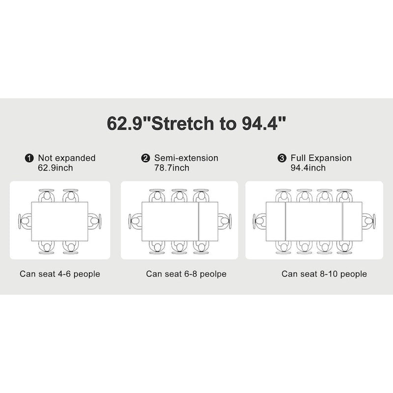 Juego de comedor moderno minimalista de 9 piezas con superficie extensible de piedra sinterizada de 240 cm y 8 sillas de tela