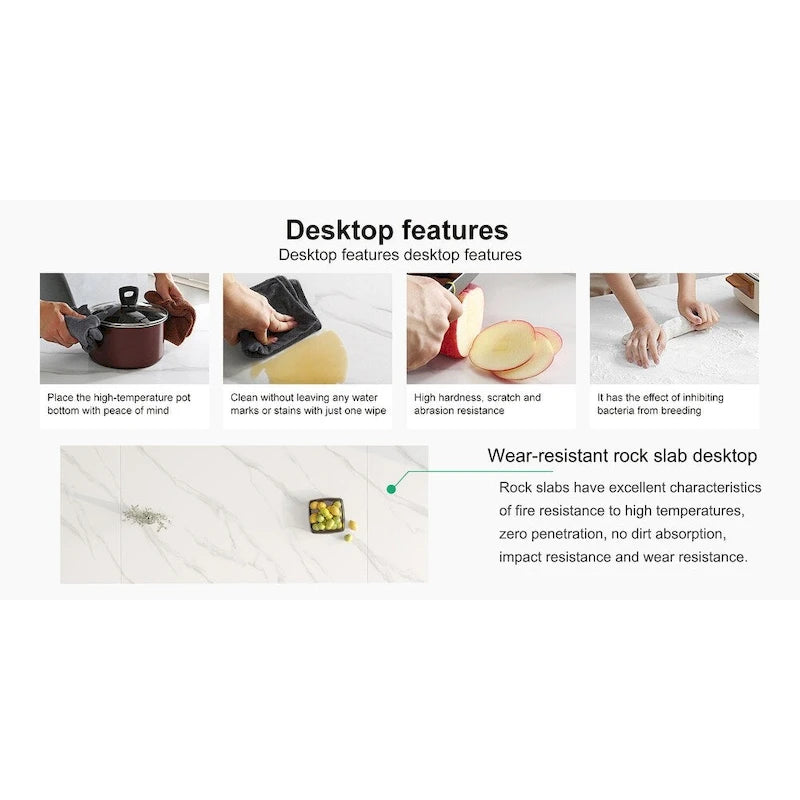 Juego de comedor moderno minimalista de 9 piezas con superficie extensible de piedra sinterizada de 240 cm y 8 sillas de tela