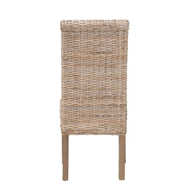 Silla de comedor Kubu Grey bohemia de ratán y madera de mango para 1
