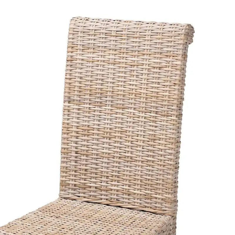 Silla de comedor Kubu Grey bohemia de ratán y madera de mango para 1