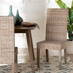 Silla de comedor Kubu Grey bohemia de ratán y madera de mango para 1