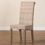 Silla de comedor Kubu Grey bohemia de ratán y madera de mango para 1