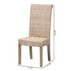 Silla de comedor Kubu Grey bohemia de ratán y madera de mango para 1