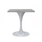 Mesa de comedor de pedestal redonda blanca con superficie de resina – Capacidad para 2 a 4 personas