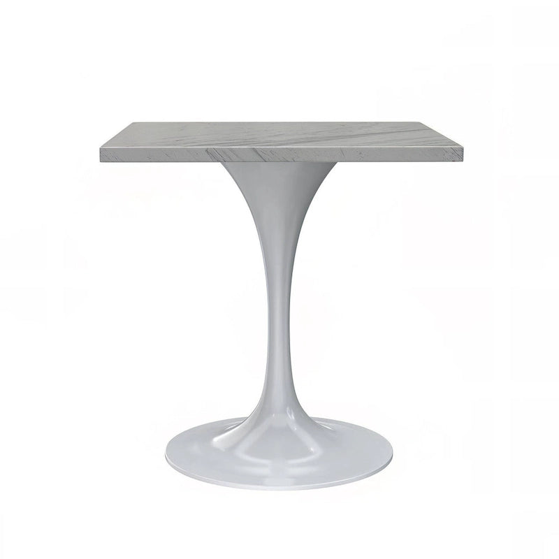 Mesa de comedor de pedestal redonda blanca con superficie de resina – Capacidad para 2 a 4 personas