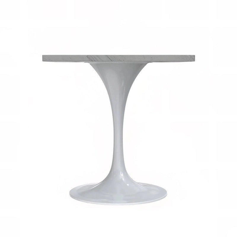 Mesa de comedor de pedestal redonda blanca con superficie de resina – Capacidad para 2 a 4 personas