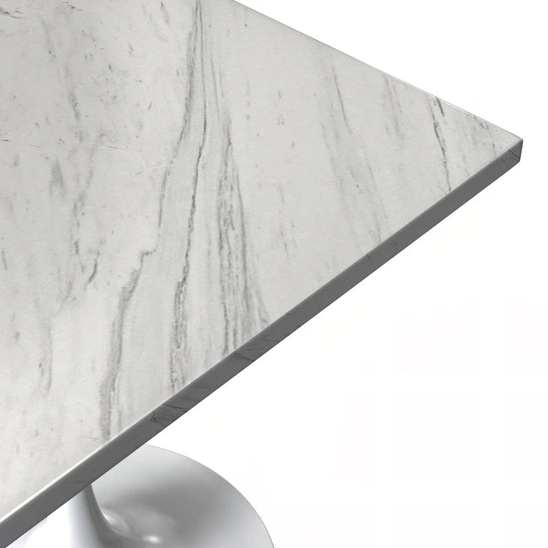 Mesa de comedor de pedestal redonda blanca con superficie de resina – Capacidad para 2 a 4 personas