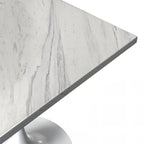Mesa de comedor de pedestal redonda blanca con superficie de resina – Capacidad para 2 a 4 personas