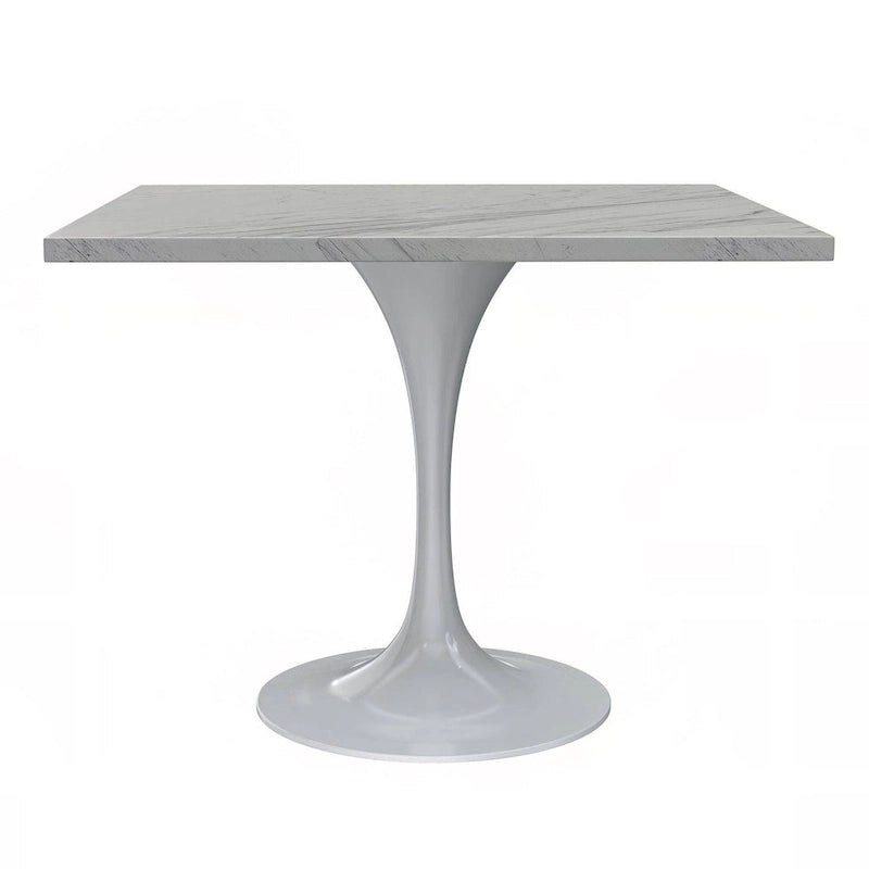Mesa de comedor de pedestal redonda blanca con superficie de resina – Capacidad para 2 a 4 personas