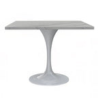 Mesa de comedor de pedestal redonda blanca con superficie de resina – Capacidad para 2 a 4 personas