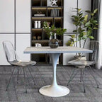 Mesa de comedor de pedestal redonda blanca con superficie de resina – Capacidad para 2 a 4 personas