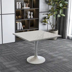 Mesa de comedor de pedestal redonda blanca con superficie de resina – Capacidad para 2 a 4 personas