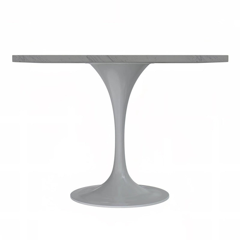 Mesa de comedor de pedestal redonda blanca con superficie de resina – Capacidad para 2 a 4 personas
