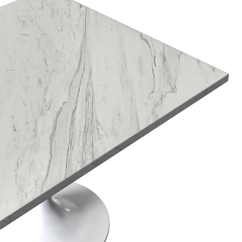 Mesa de comedor de pedestal redonda blanca con superficie de resina – Capacidad para 2 a 4 personas