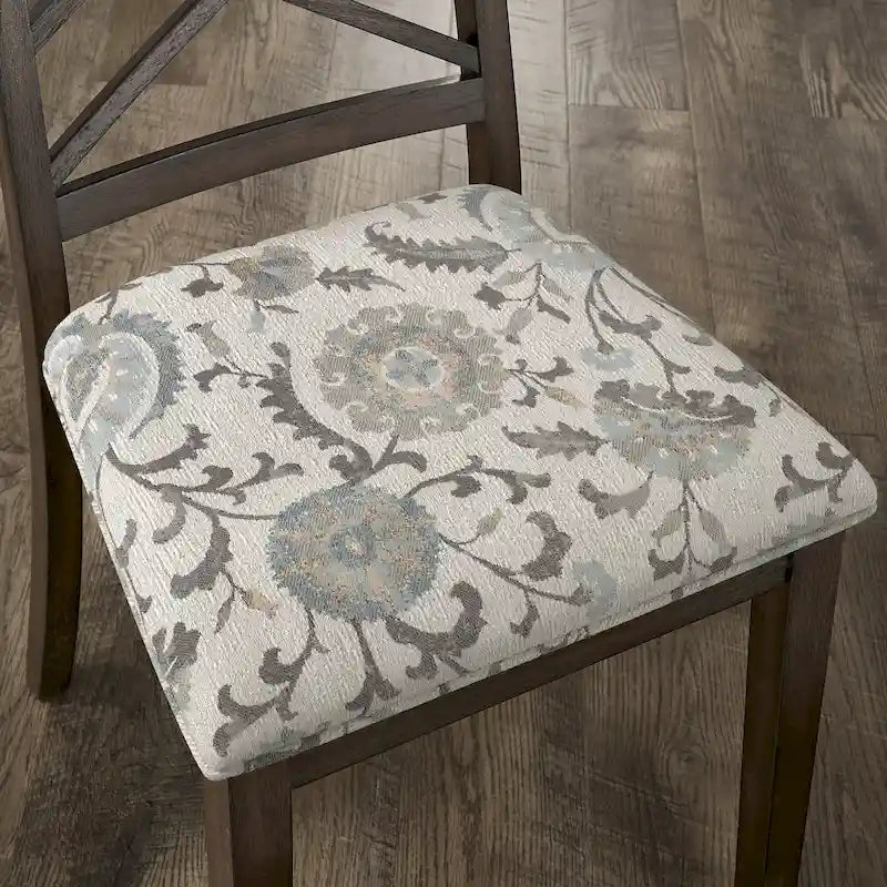 Sillas de comedor tapizadas con respaldo de celosía, opciones en color espresso/multicolor, juego de 2