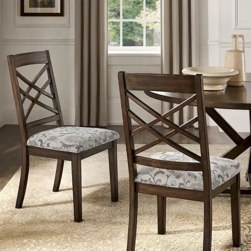 Sillas de comedor tapizadas con respaldo de celosía, opciones en color espresso/multicolor, juego de 2