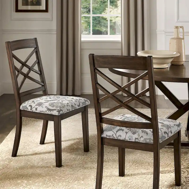 Sillas de comedor tapizadas con respaldo de celosía, opciones en color espresso/multicolor, juego de 2