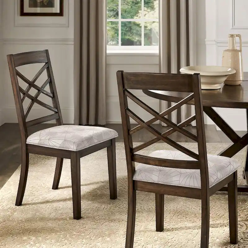 Sillas de comedor tapizadas con respaldo de celosía, opciones en color espresso/multicolor, juego de 2